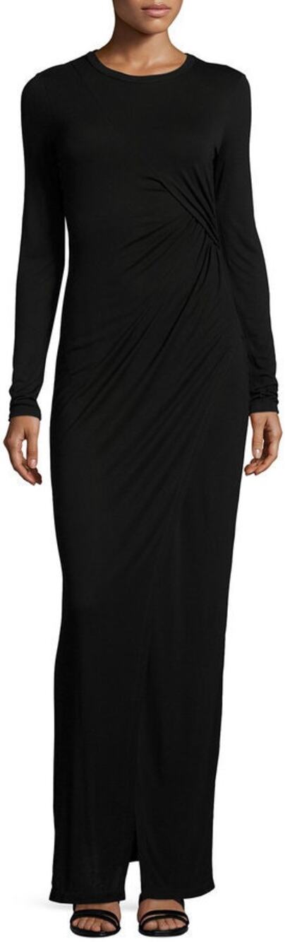 A.L.C. Vincent Long Sleeve Maxi Dress in Black. Jersey sz small front slit